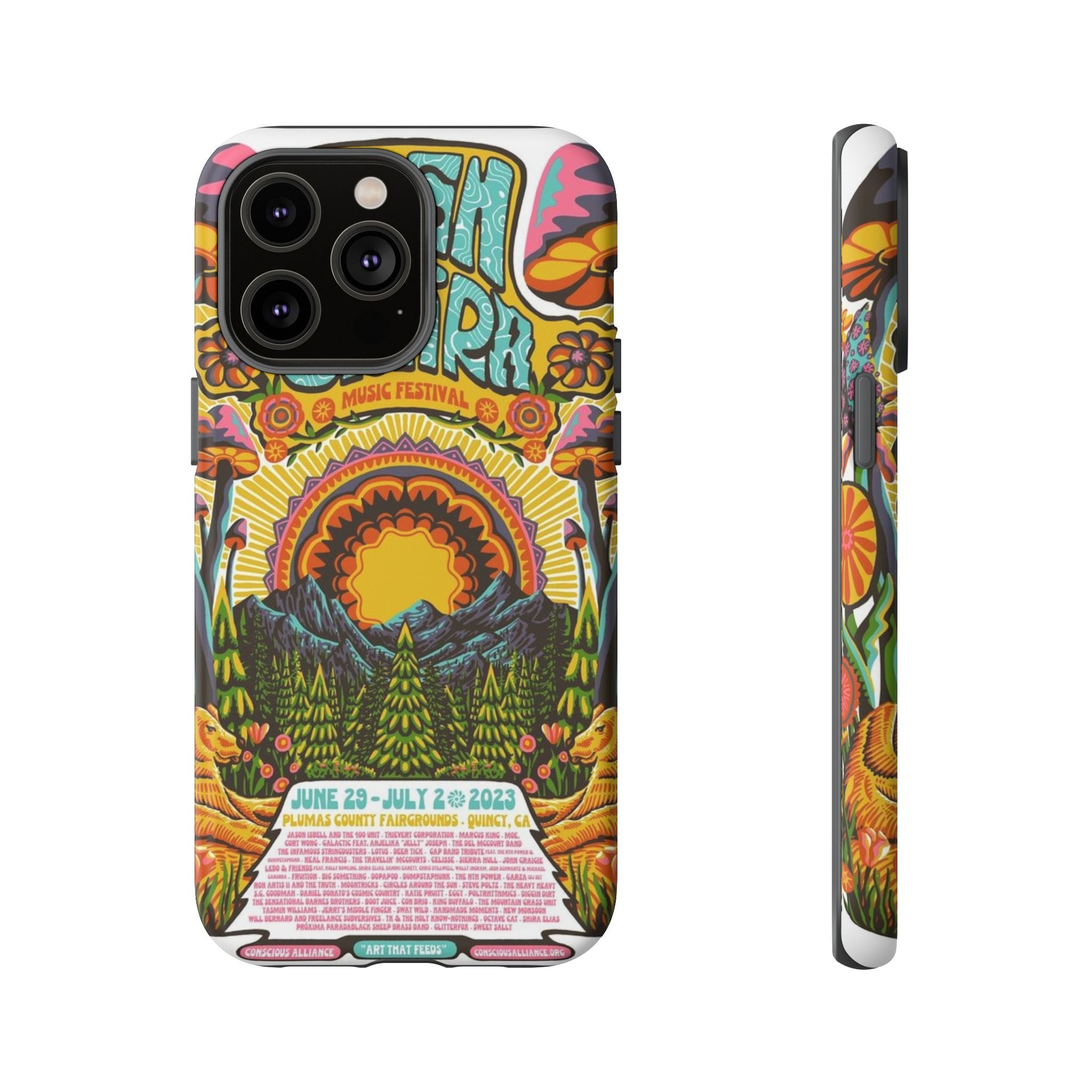Psychedelic Festival Forest – Retro Mushroom Tough iPhone Case