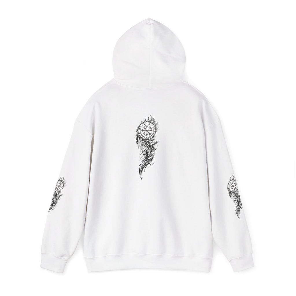 Vegvisir Compass with Tribal Flames Chic Graphic Hoodie