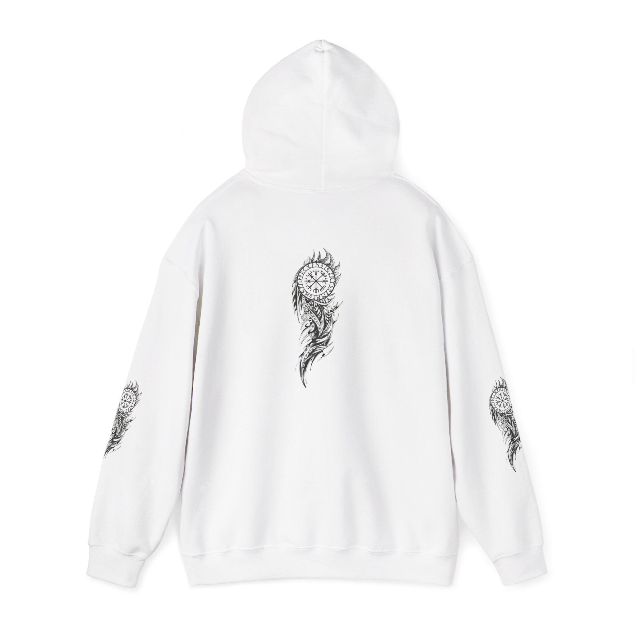 Vegvisir Compass with Tribal Flames Chic Graphic Hoodie