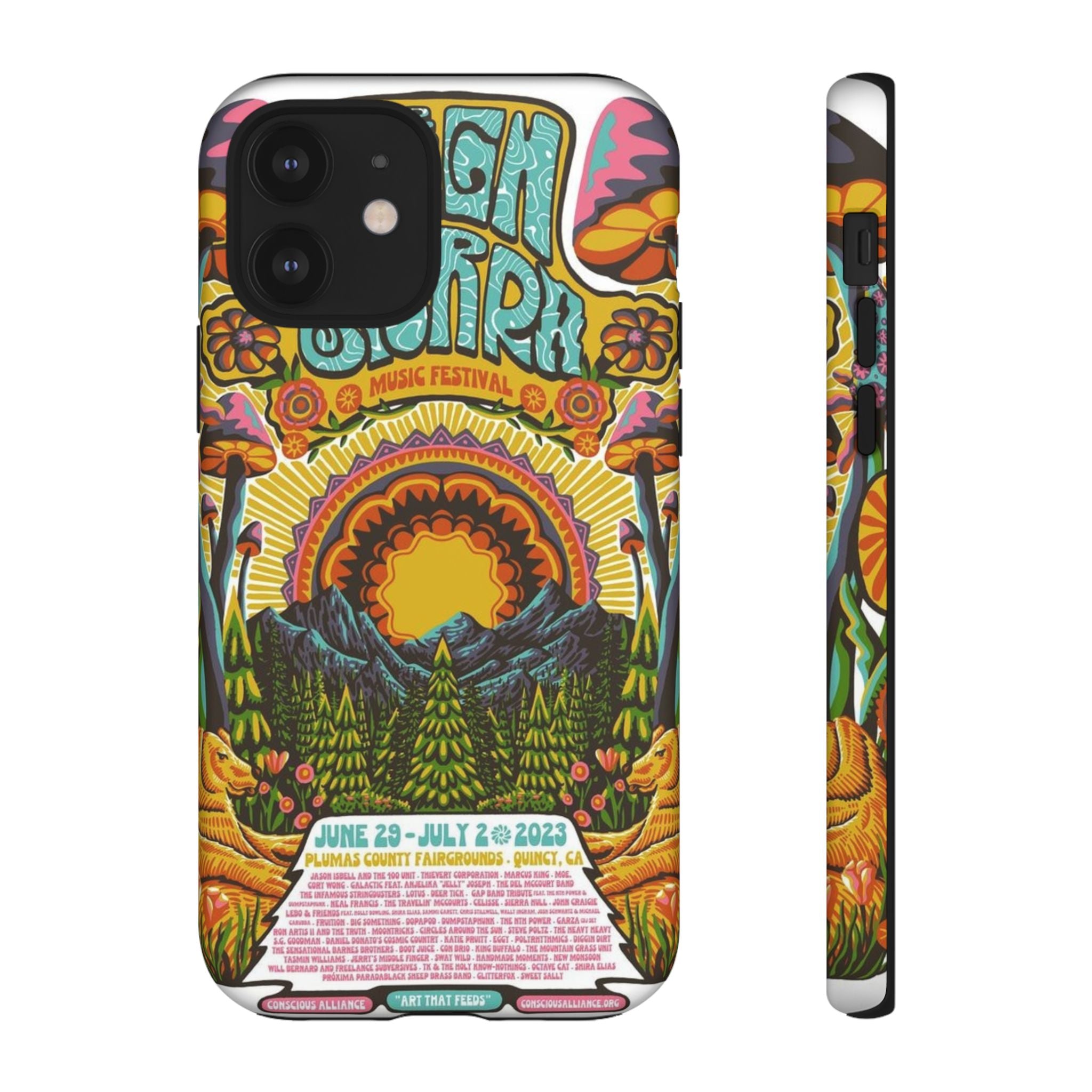 Psychedelic Festival Forest – Retro Mushroom Tough iPhone Case