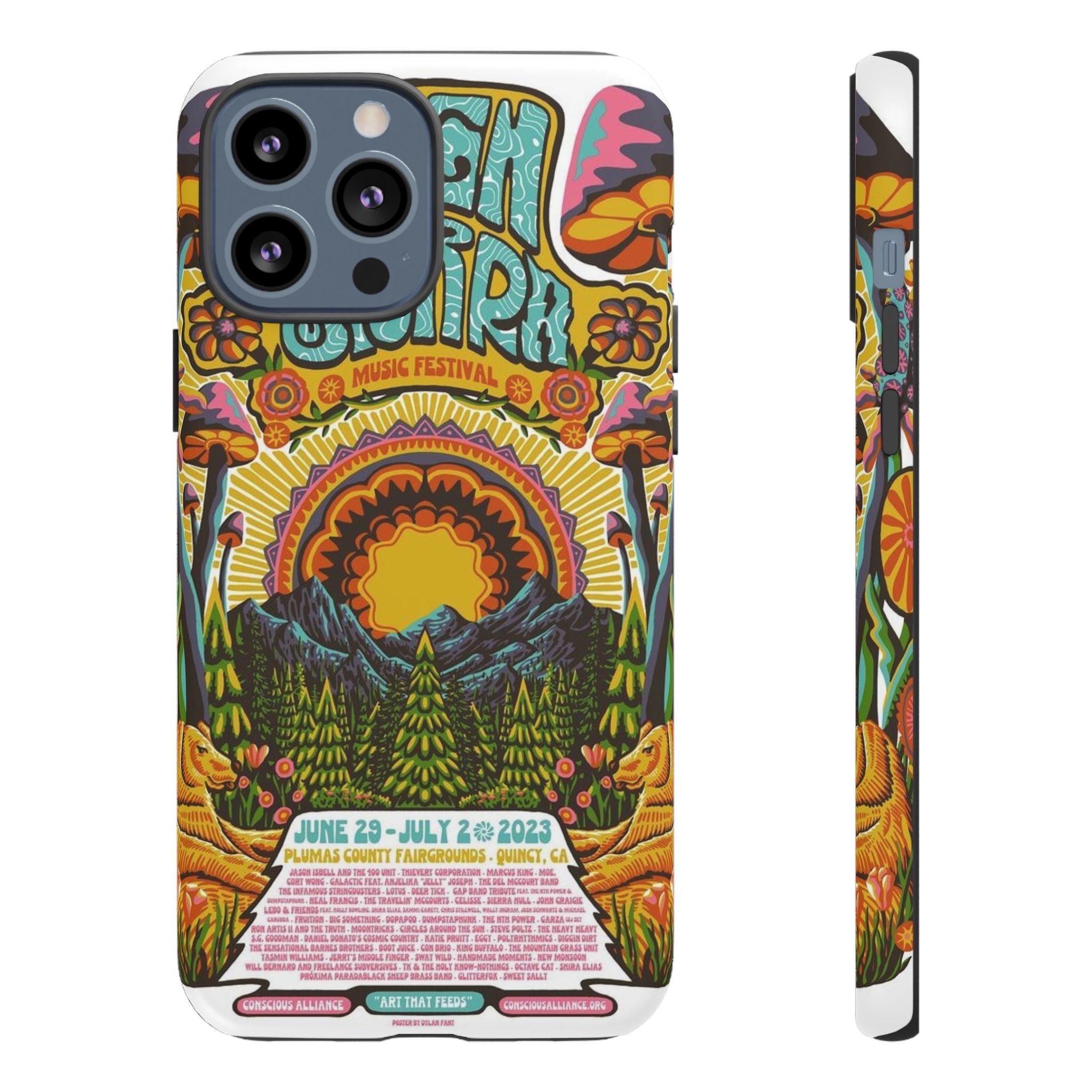 Psychedelic Festival Forest – Retro Mushroom Tough iPhone Case