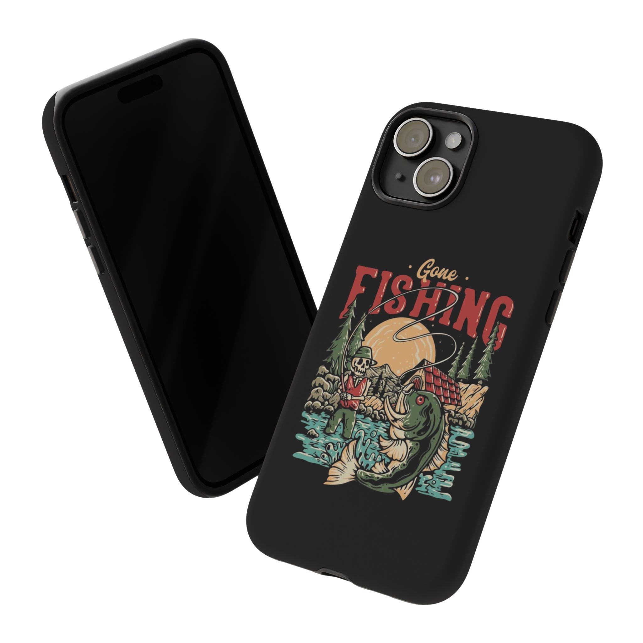 Gone Fishing Skeleton – Vintage Angler iPhone Case