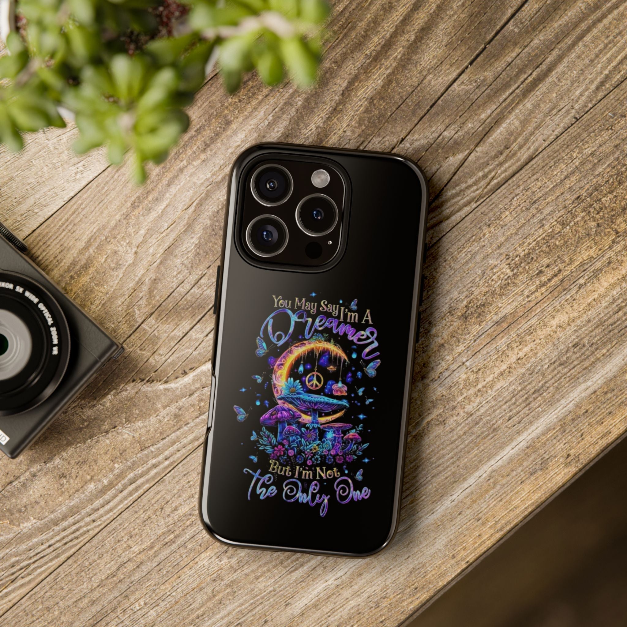 Dreamer Moon & Mushrooms – Neon Psychedelic iPhone Case