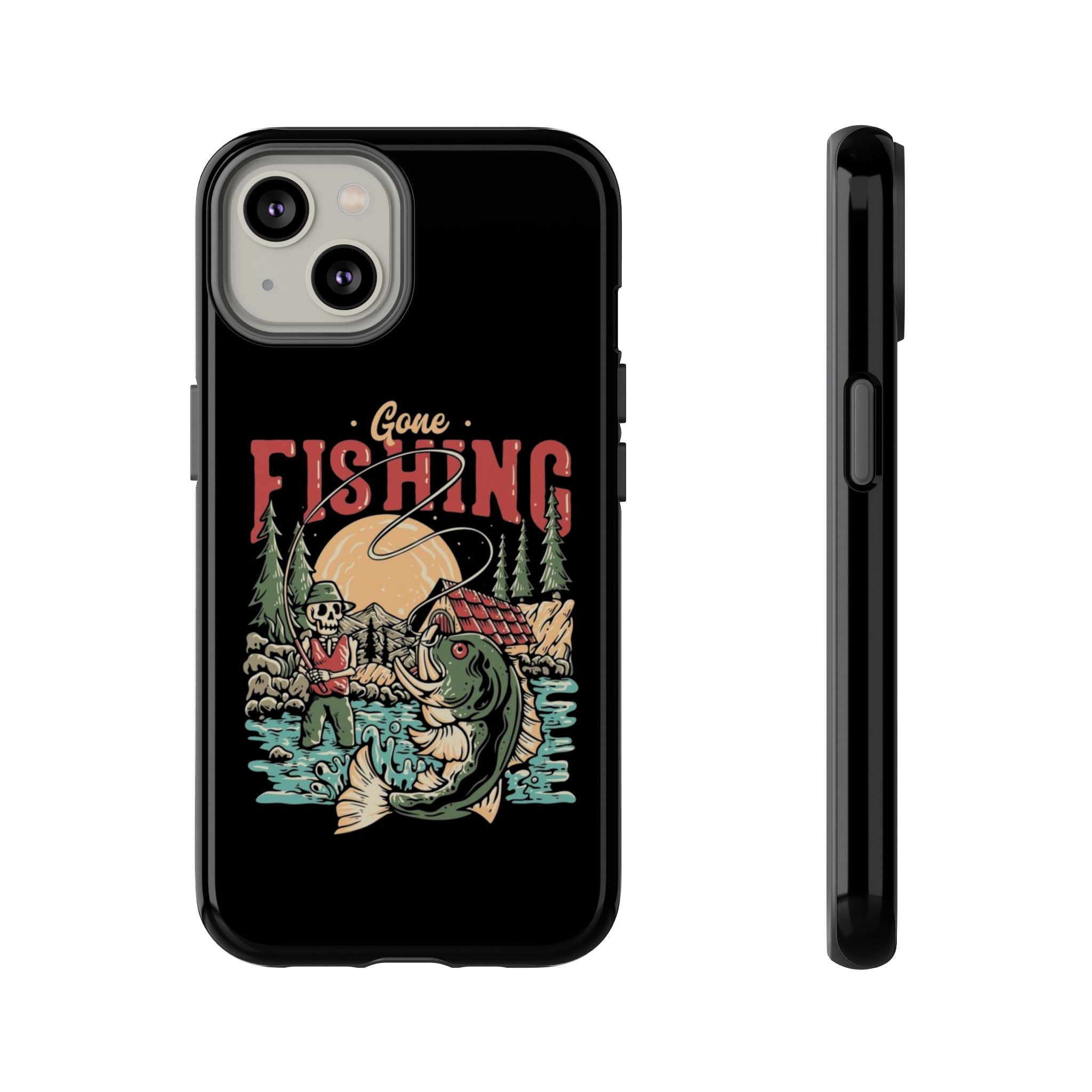 Gone Fishing Skeleton – Vintage Angler iPhone Case