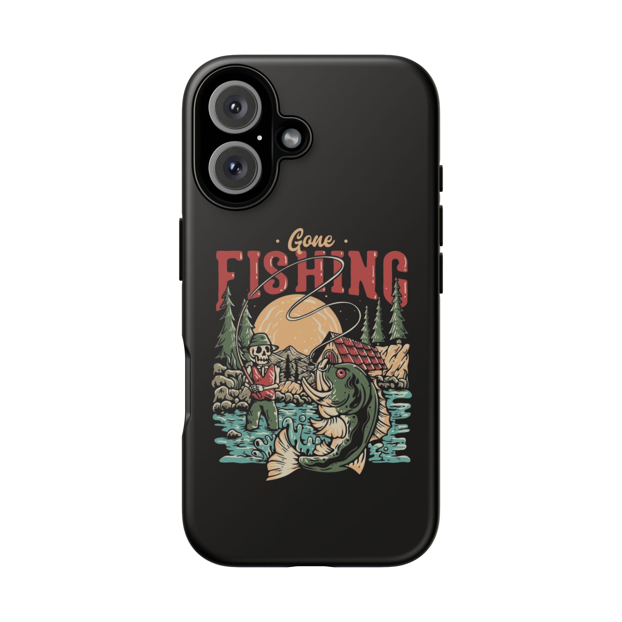 Gone Fishing Skeleton – Vintage Angler iPhone Case